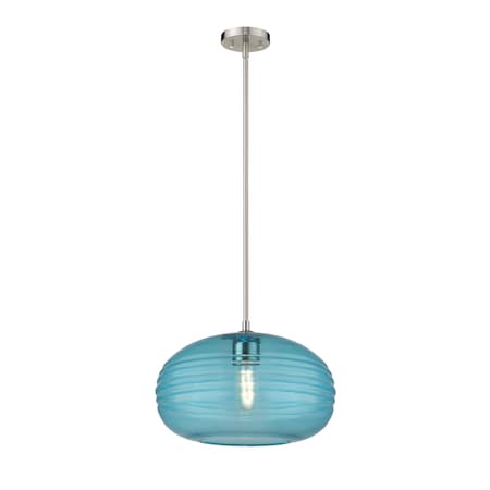 Z-Lite Harmony 1 Light Pendant, Brushed Nickel & Blue 487P14-BN
